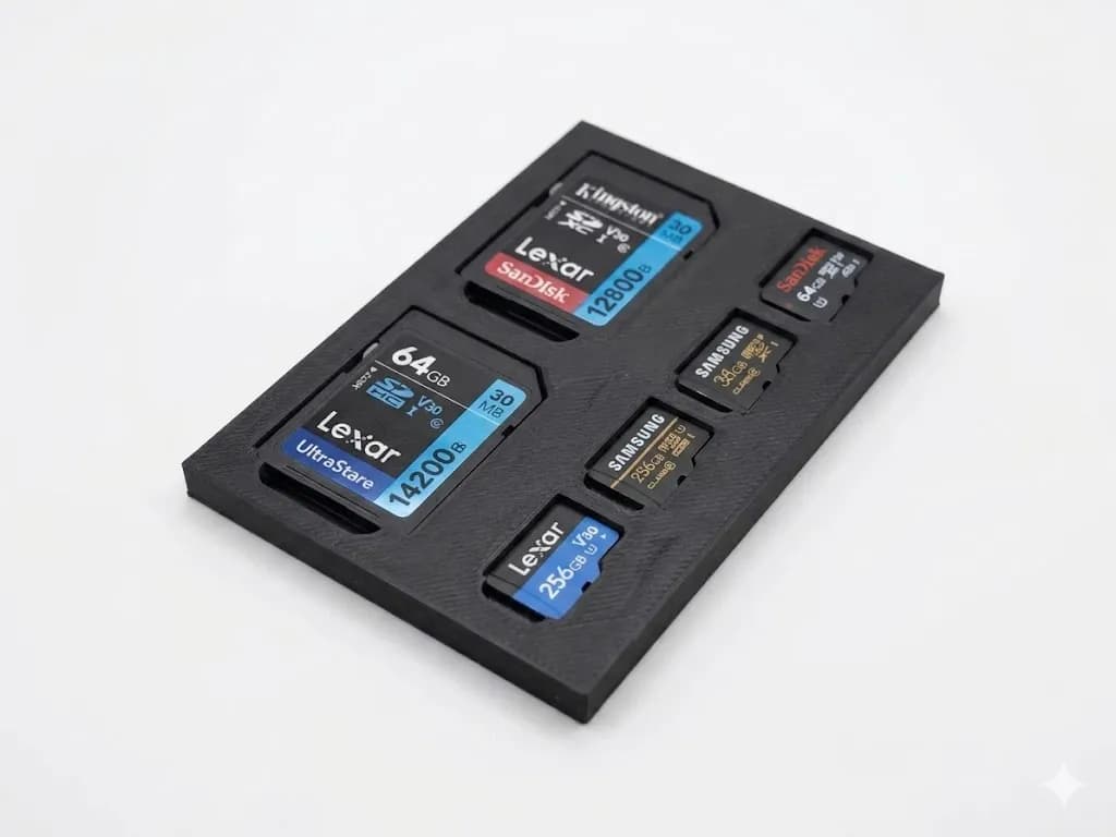 Органайзер для карт пам'яті 2 SD та 4 micro SD чорний 5.8х8.3 см - зображення 1