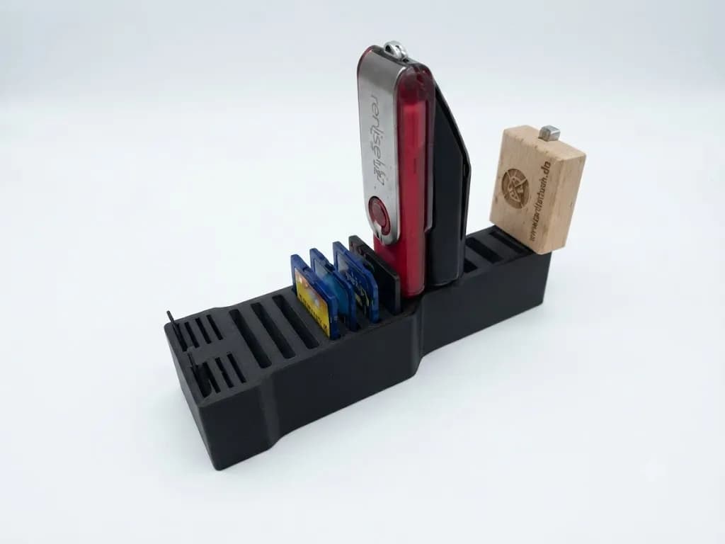 Органайзер для карт пам'яті та флешок (8 microSD, 7 SD, 4 USB-A) – чорний