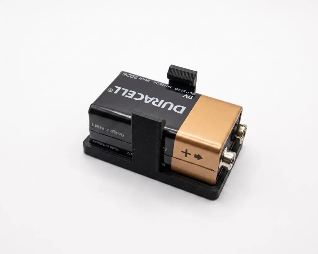 Тримач-зажим для батареї 9V крона чорний