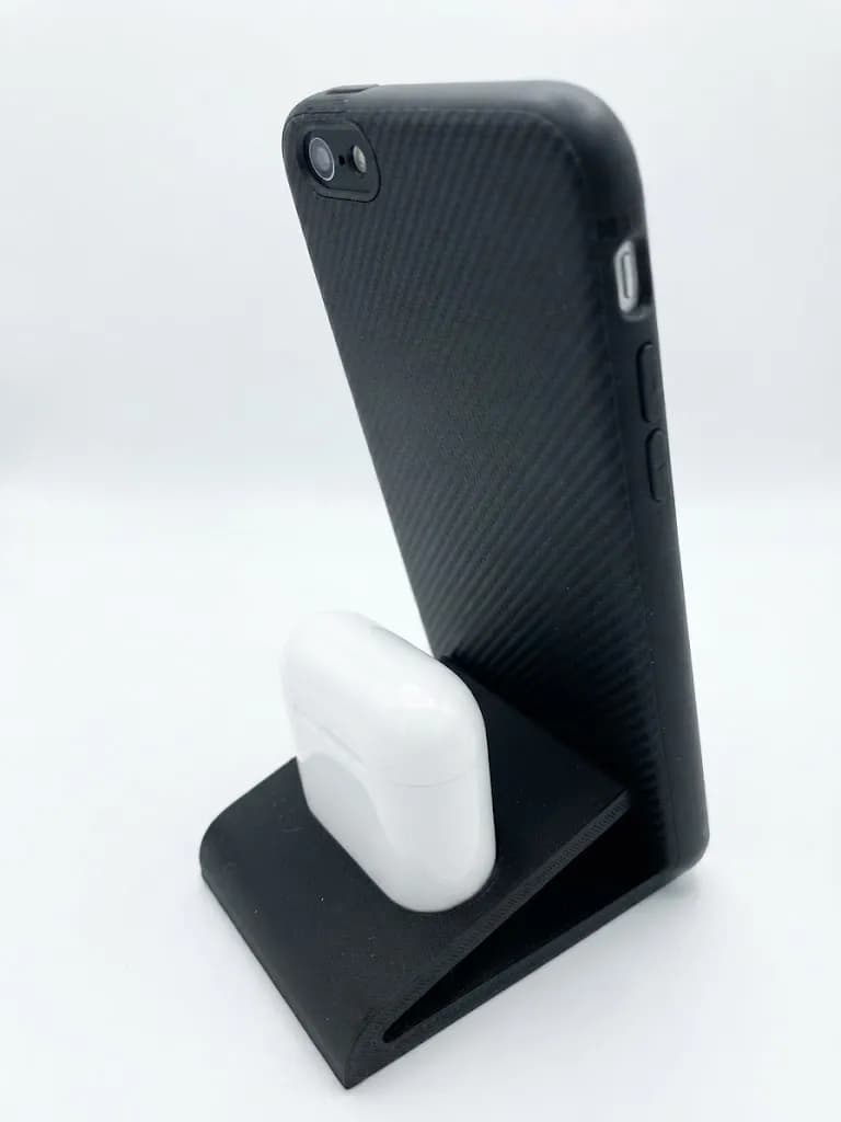 Тримач-підставка для телефона та навушників AirPods, чорна - зображення 1